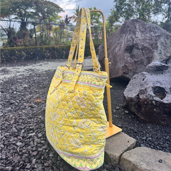 Americana by Sharif Yellow Quilted Tote Bag Paisley Print - Picture 6 of 12